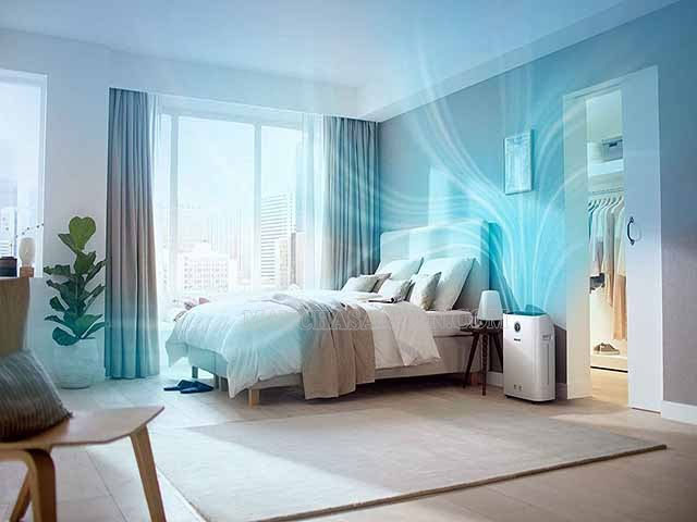 Máy hút ẩm dành cho phòng ngủ giúp mang trới không gian sạch sẽ, thoáng mát